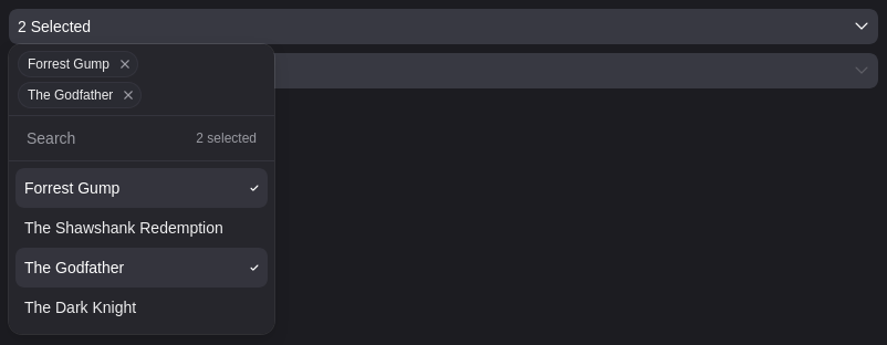 Screenshot of a multi static select